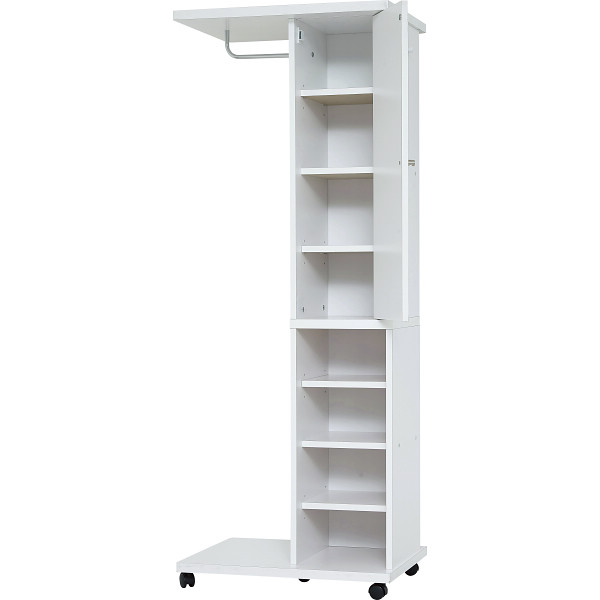 ミラー付ハンガーラックホワイト