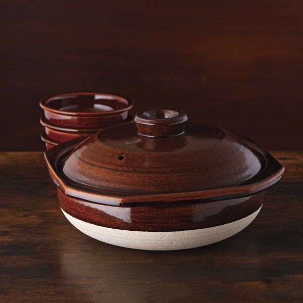 信楽焼　１０号四方土鍋セット