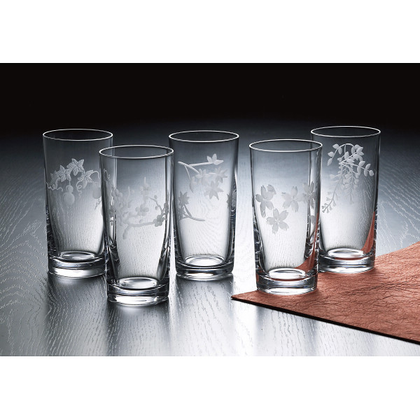 江戸切子　五様文様タンブラーセット