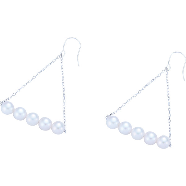 １８金５珠あこや本真珠ピアスホワイトゴールド