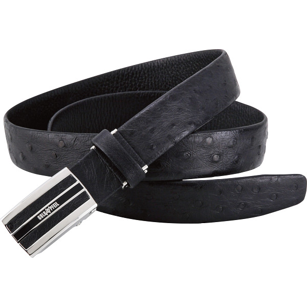 ゴールドファイル 紳士オーストリッチ革ベルトブラック