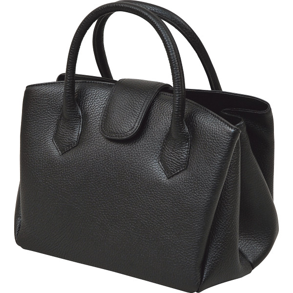 良品工房 日本製牛革ジャバラ式手提バッグブラック