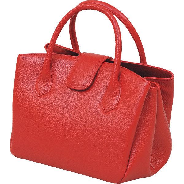 良品工房 日本製牛革ジャバラ式手提バッグレッド