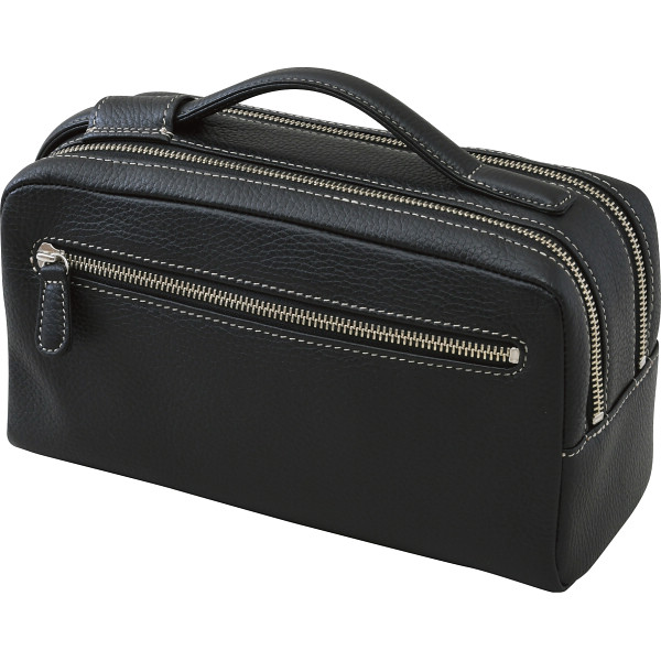 良品工房 日本製牛革ダブルファスナーポーチ