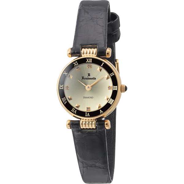 ロマネッティ　本ワニ革レディース腕時計ゴールド