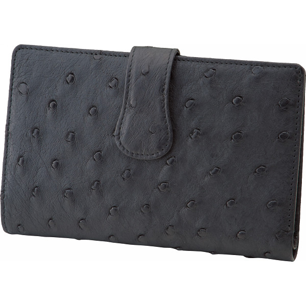 オーストリッチ横長財布ブラック