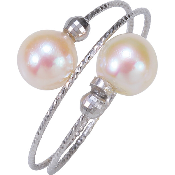 １８金　伊勢志摩あこや本真珠２珠リングホワイトゴールド