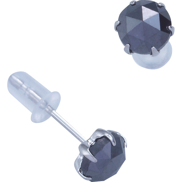 プラチナ大粒ブラックダイヤモンドピアス