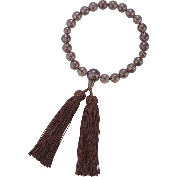 男性用片手念珠 茶水晶２２玉共仕立・正頭