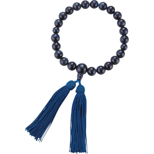 男性用片手念珠 青虎目石２２玉共仕立・正頭