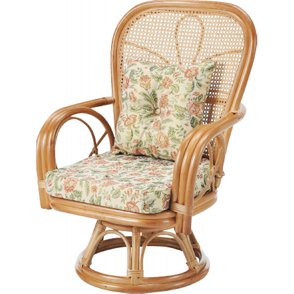 籐ワイド＆ハイバック回転座椅子