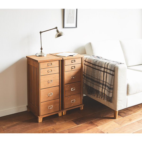 天然木チェスト５段２個組