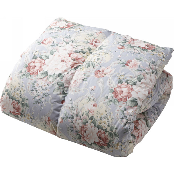 日本製立体キルト縫製羽毛ふとんブルー