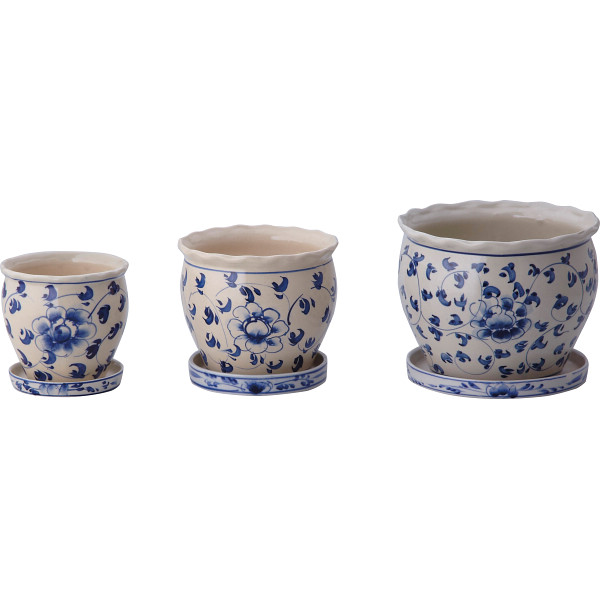 陶器植木鉢３０点セット（受皿付）花柄