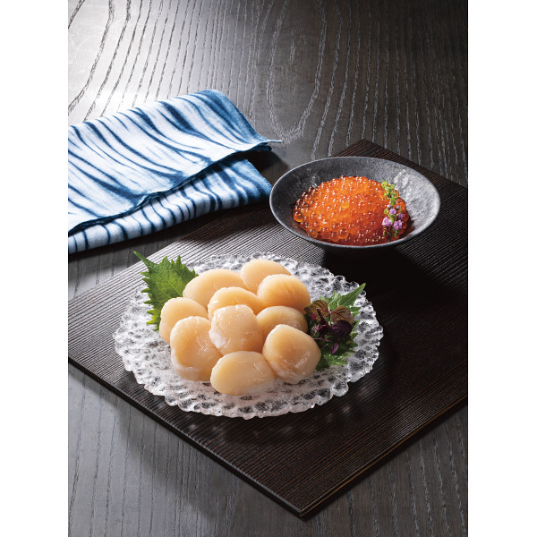 いくら醤油漬けと刺身用ほたて貝柱