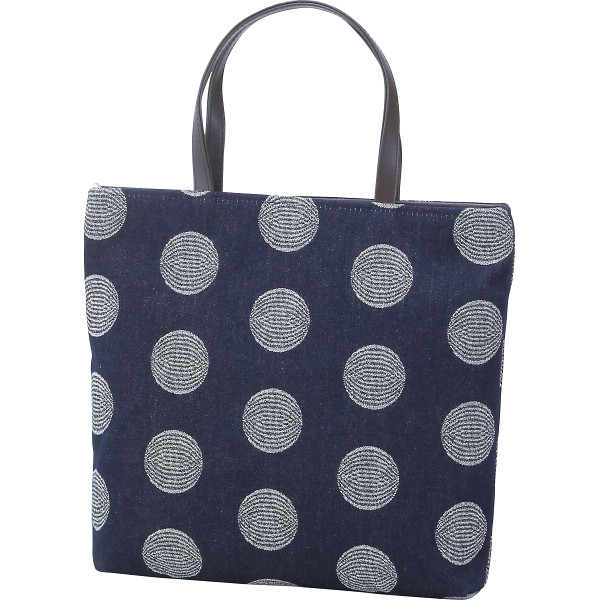 岡山県井原産デニム手さげドット柄