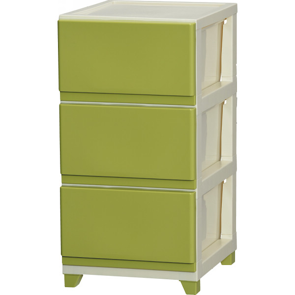 デコニーチェスト３段アイボリーグリーン