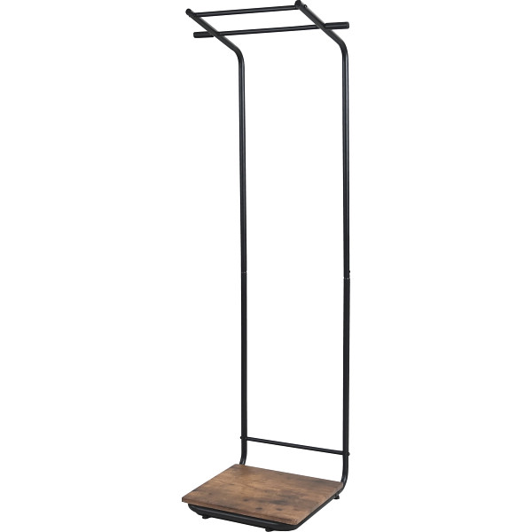 ダブルハンガーラック棚付き木目調ブラウン