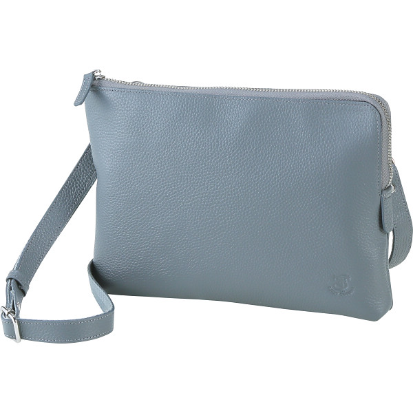 サニータンナリー　シュリンクエンボスレザークラッチショルダーグレー