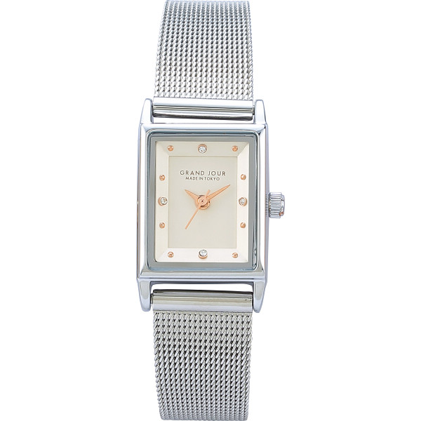 メッシュベルト角ケース　レディースウオッチシルバー
