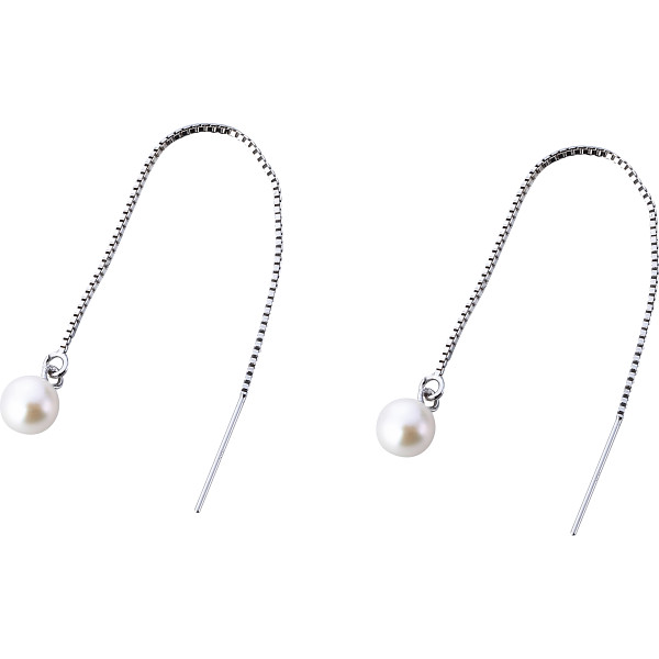 あこや本真珠１珠チェーンピアスシルバーカラー