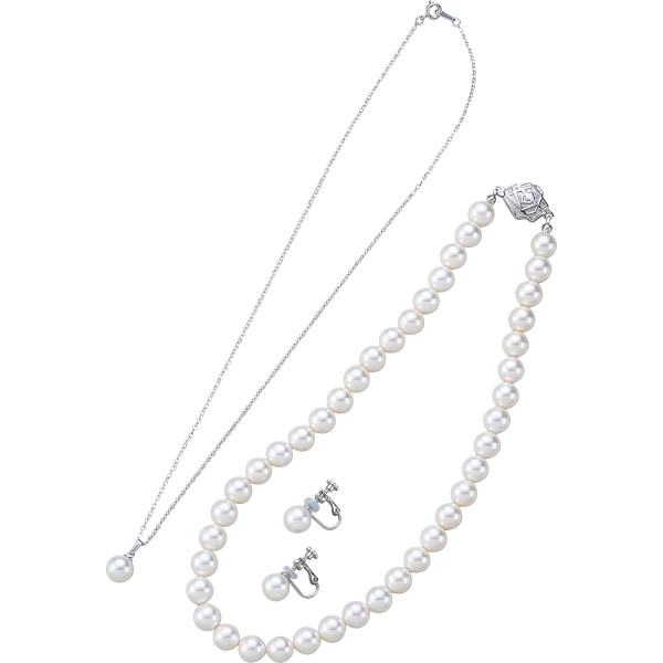 ローズユミローズ９ｍｍシェルパール３点セットホワイト