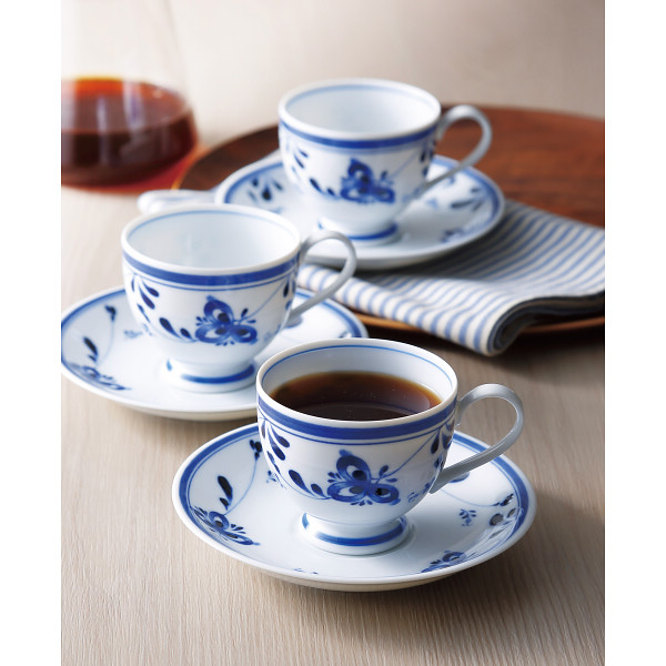 ブルーリーフ碗皿揃