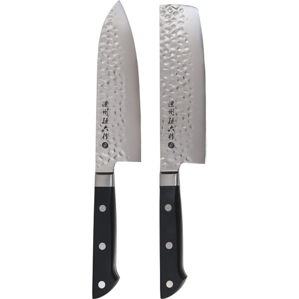 濃州孫六作　古流鎚目仕上包丁２本セットブラック