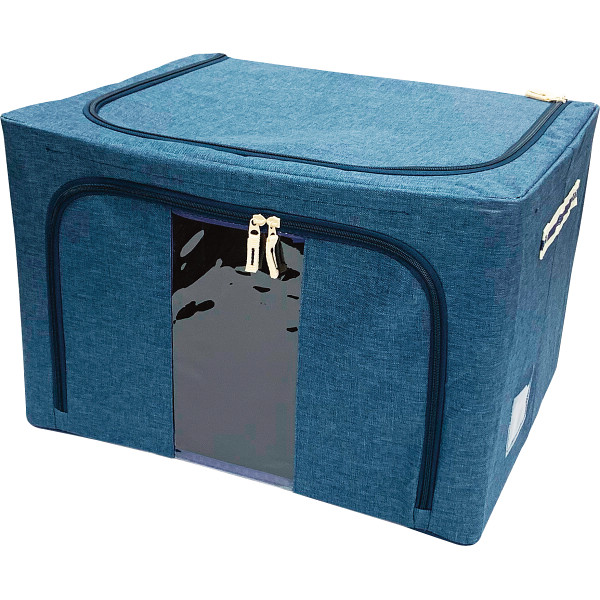 窓付き収納ボックス　５個セットブルー