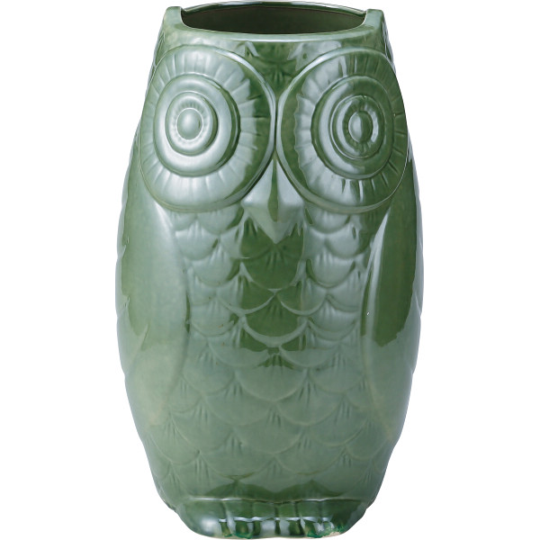 陶器傘立　フクロウグリーン