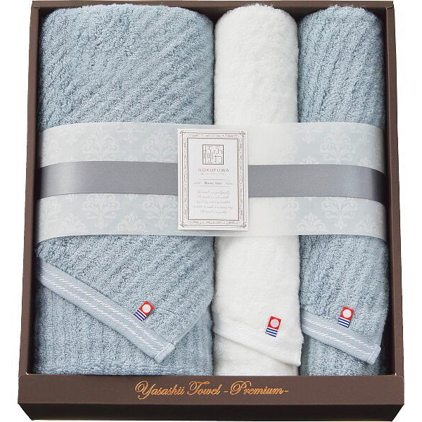 極ふわやさしいたおる ベーシックライン ロングバス・フェイスタオルセットライトブルー