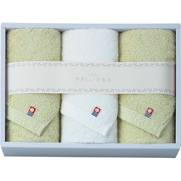やさしいたおる フェイスタオル３枚セットグリーン