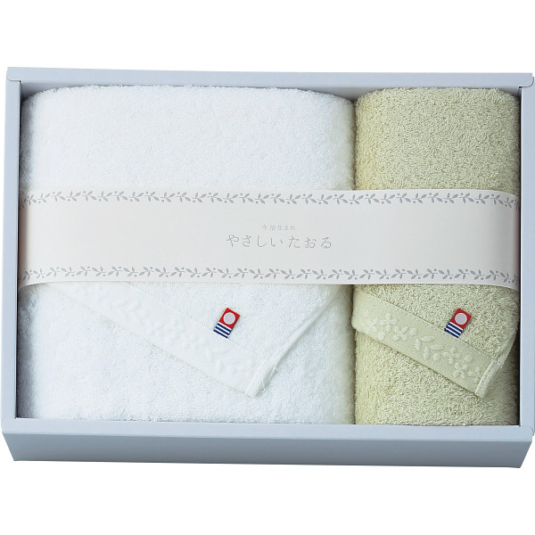 やさしいたおる バス・フェイスタオルセットグリーン