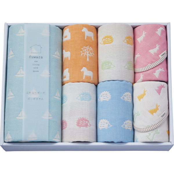 ふわら 四重織バス・フェイスタオル・六重織タオルハンカチセット
