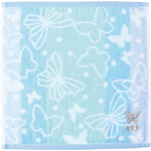 アーヴェーヴェー 婦人タオルハンカチグラデ×蝶ブルー