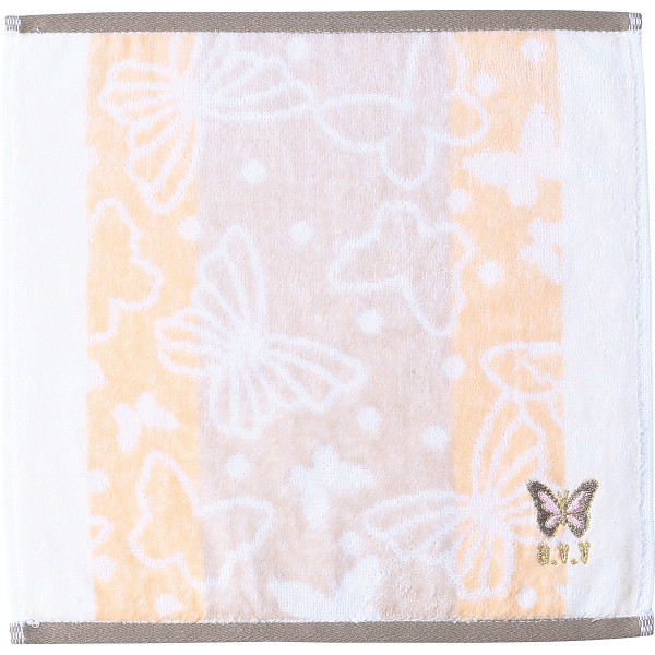 アーヴェーヴェー 婦人タオルハンカチグラデ×蝶ベージュ