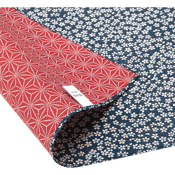 綿両面小紋ふろしき 大判青／赤