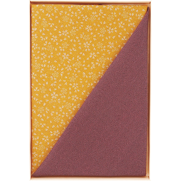 二巾一越織両面柄ふろしき紫／金茶サメ小紋／小桜