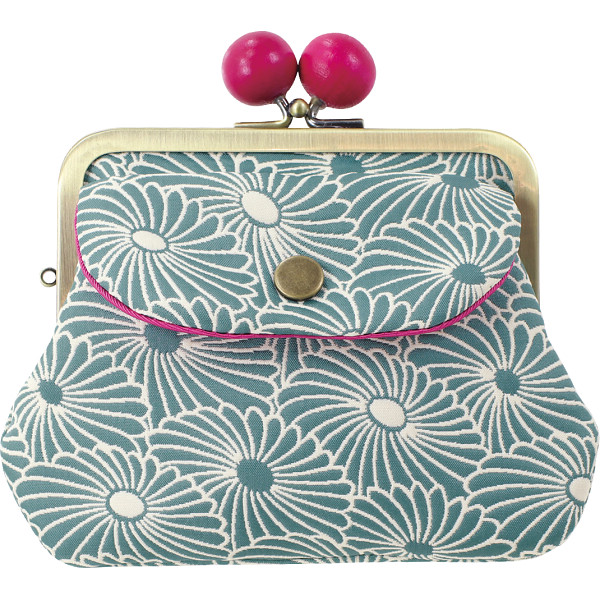 くろちく ふくれ織り 親子がま口浅葱色