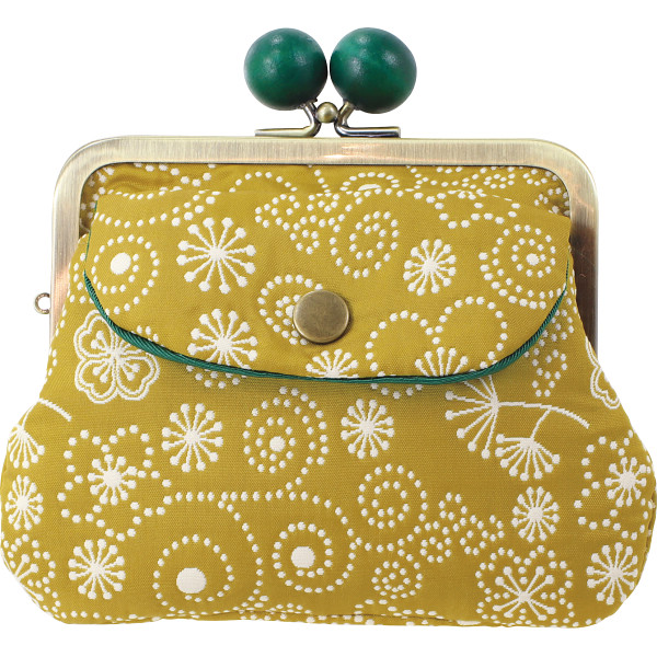 くろちく ふくれ織り 親子がま口金色