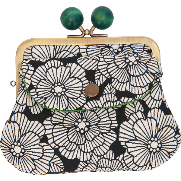 くろちく ふくれ織り 親子がま口漆黒