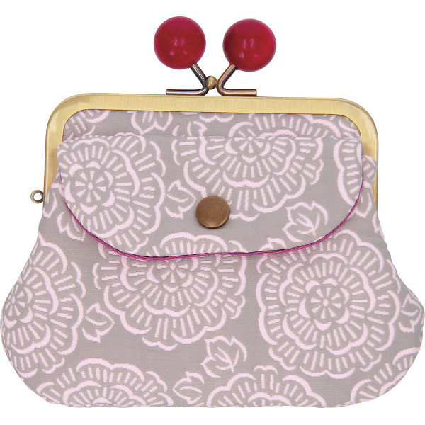 くろちく ふくれ織り 親子がま口撫子色