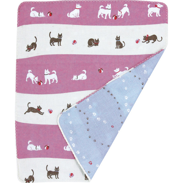 くろちく 両面ガーゼハンカチ犬と猫