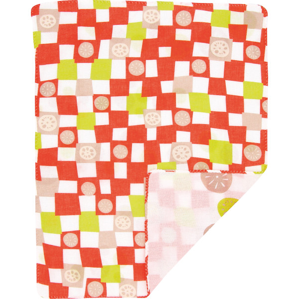 くろちく 両面ガーゼハンカチれんこん市松