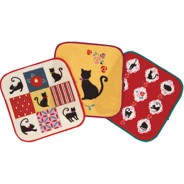 おしゃれミニタオル３枚セットモダン猫