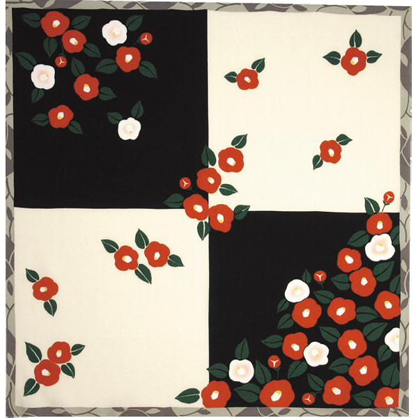 ちりめん風呂敷椿