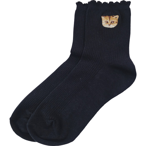 ポール＆ジョー　レディースソックス　ワンポイント刺繍ブラック