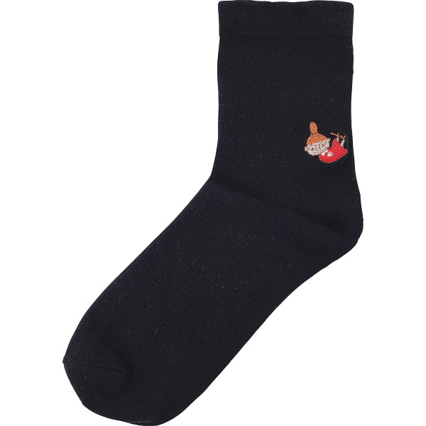 ムーミン　ゴムユッタリソックスミィ刺繍ブラック