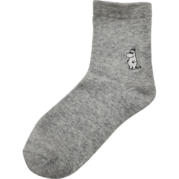 ムーミン　ゴムユッタリソックスムーミン刺繍グレー