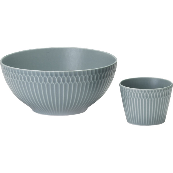 小田陶器　さざなみ　爽麺セットブルーグレー